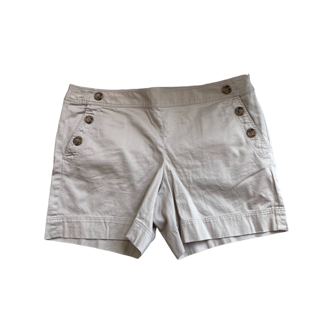 NWOT Ann Taylor tan 97% cotton/spandex shorts. Size 10. Shorts zipper on side. - Picture 1 of 8